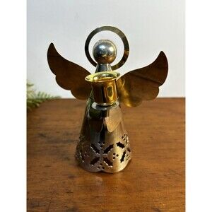 Vintage Silverplate & Brass Angel Candle Holder 6” Tall READ DESCRIPTION